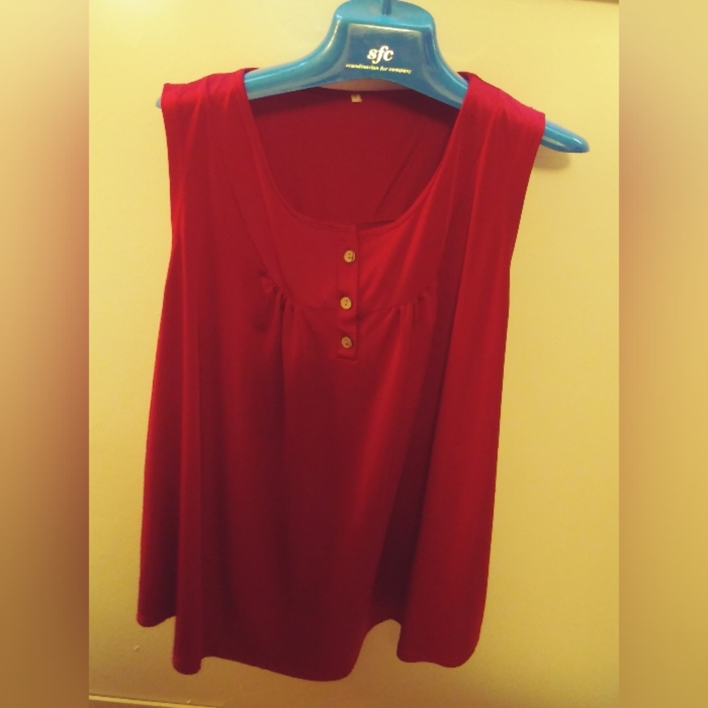 1X red nylon tank top